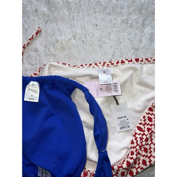 Shade & Shore Wild Fable womans plus size 2X bottom bikini lot of 2 red white - Picture 9 of 9